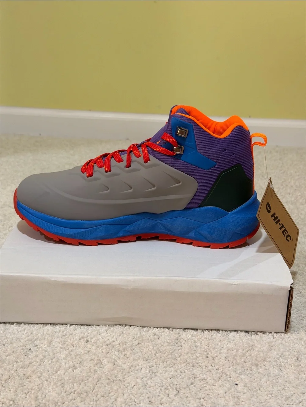 ✨BRAND NEW W/ TAGS AND BOX✨ Kids Hi-Tec Hiking Boot in Gray/Blue/Purple/Orange